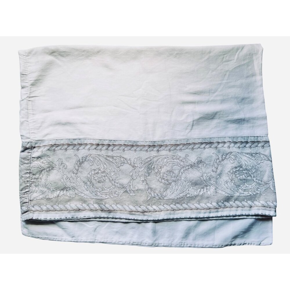 White Embroidered Egyptian Cotton Pillowcase 20"x29" Woven In Italy